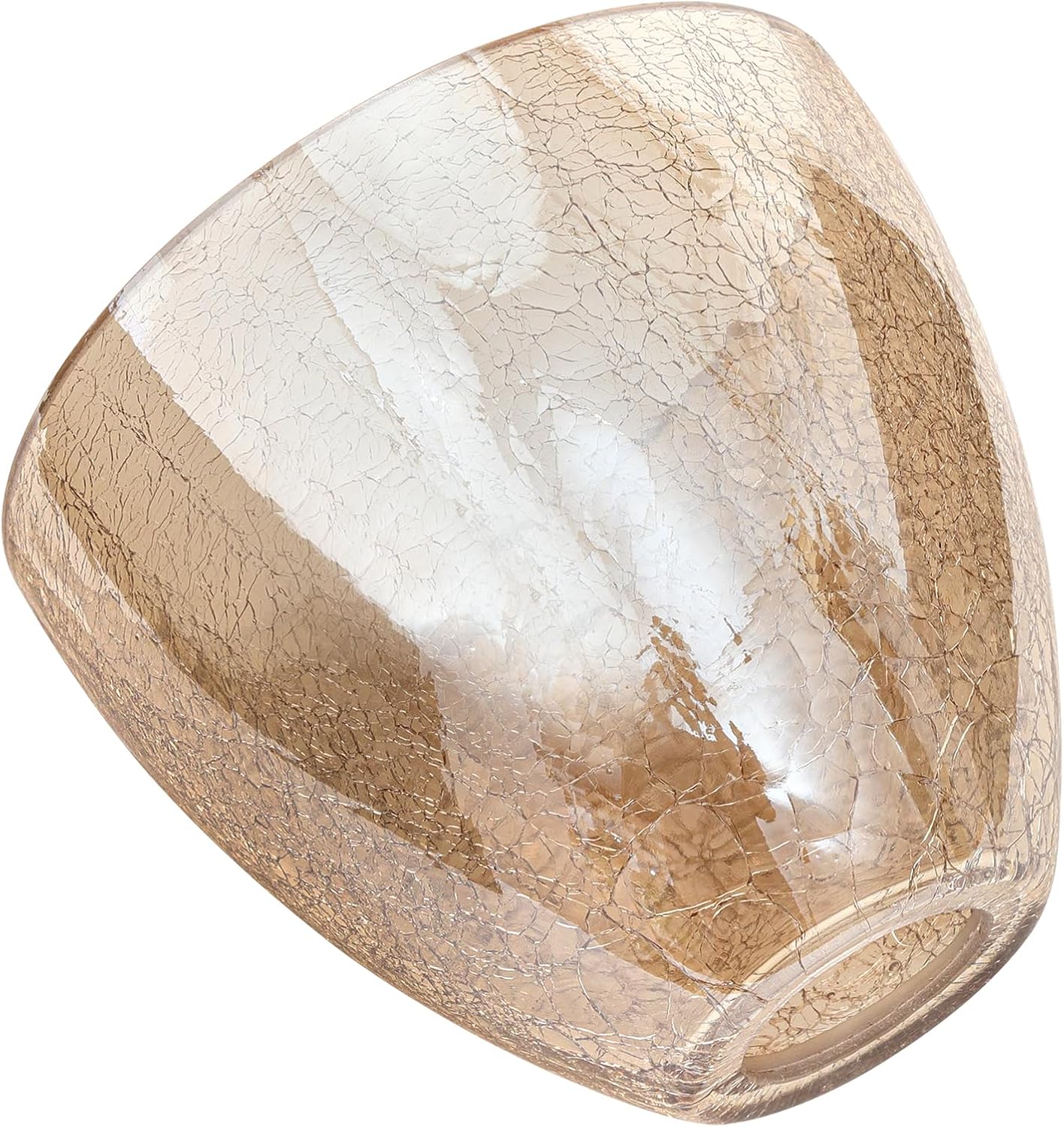 3 Pack Clear Amber Crackle Bell Shade Glass Lamp Shade Replacement, 5.9"W x 5"H, 1-5/8 Inch Fitter, Farmhouse Crackle Effect Glass Cover for Chandelier Pendant Light Wall Sconce Lighting Fixture