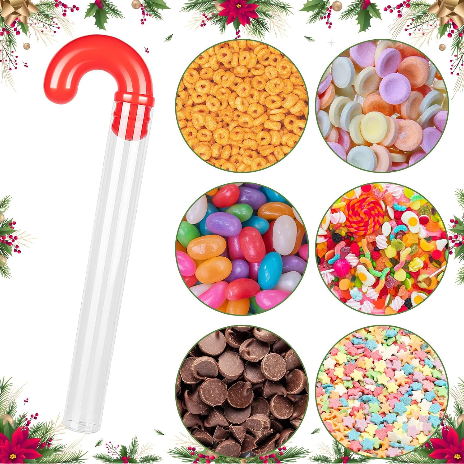 12Pcs Empty Candy Cane Tubes, Clear Plastic Candy Containers for Christmas image 3