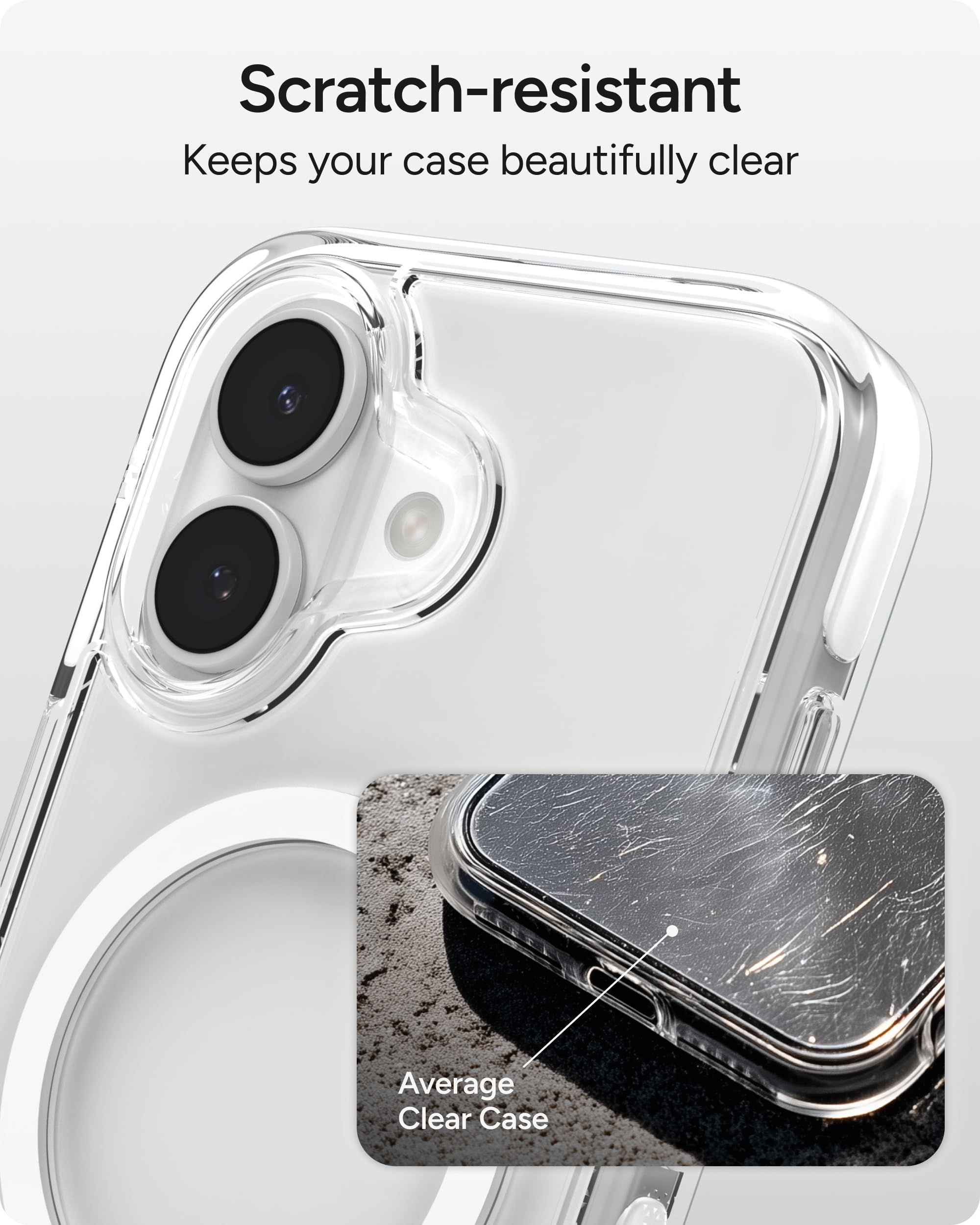 Zagg Santa Cruz Schnapp-Schutzhülle mit Ständer für iPhone 17, transparent, Fallschutz (4 m), MagSafe-Ladekompatibel, ClearGuard-Anti-Vergilbungstechnologie, Kratzfeste Hülle, weiß