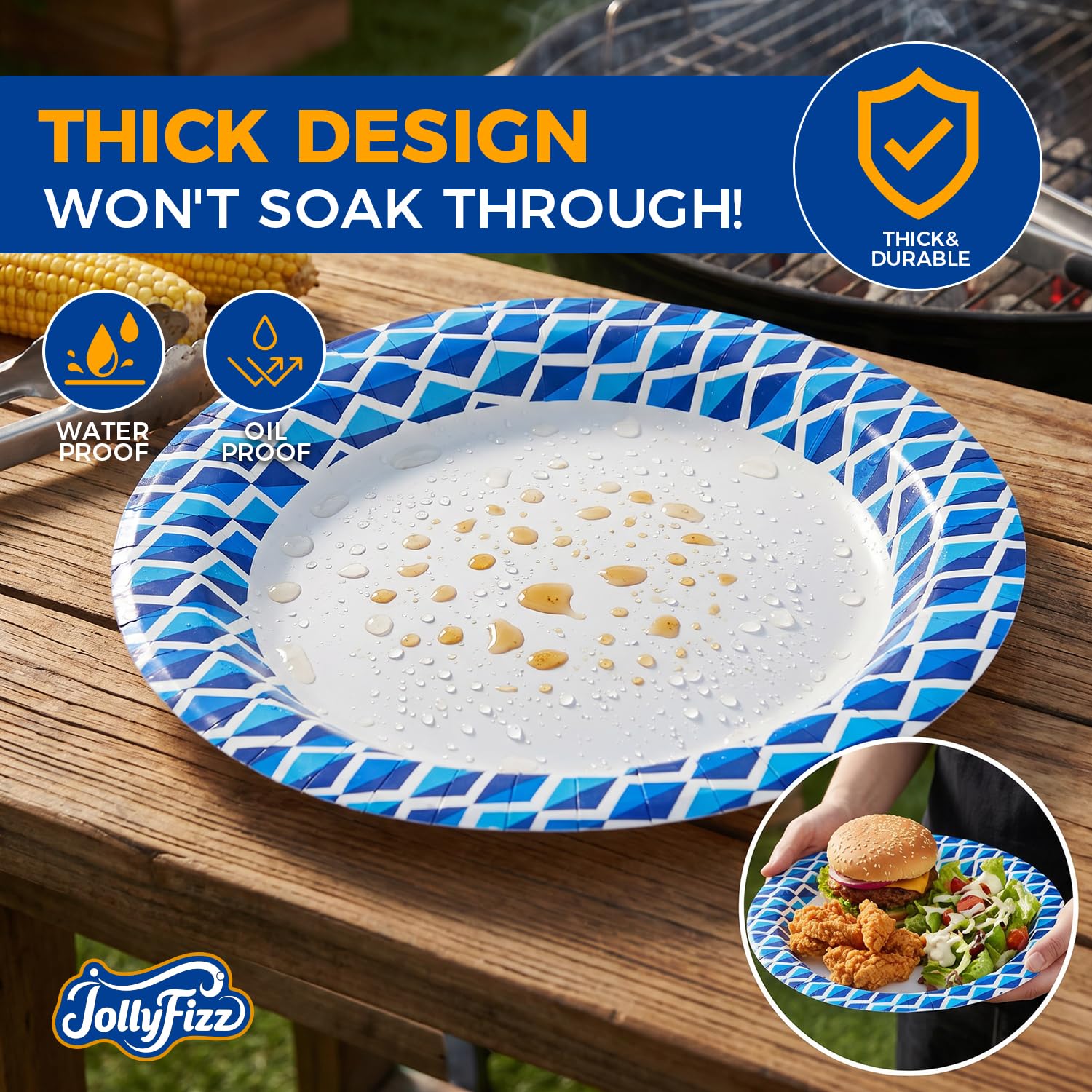 100 Pack Disposable Paper Plates - Blue -4 100 Pack Disposable Paper Plates - Blue -4