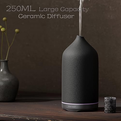 Miniatura 2 de VIVITEST Difusores para aceites esenciales, difusor de aceite de piedra, difusores de aceite esencial de cerámica, color negro para el hogar (8.5 fl
