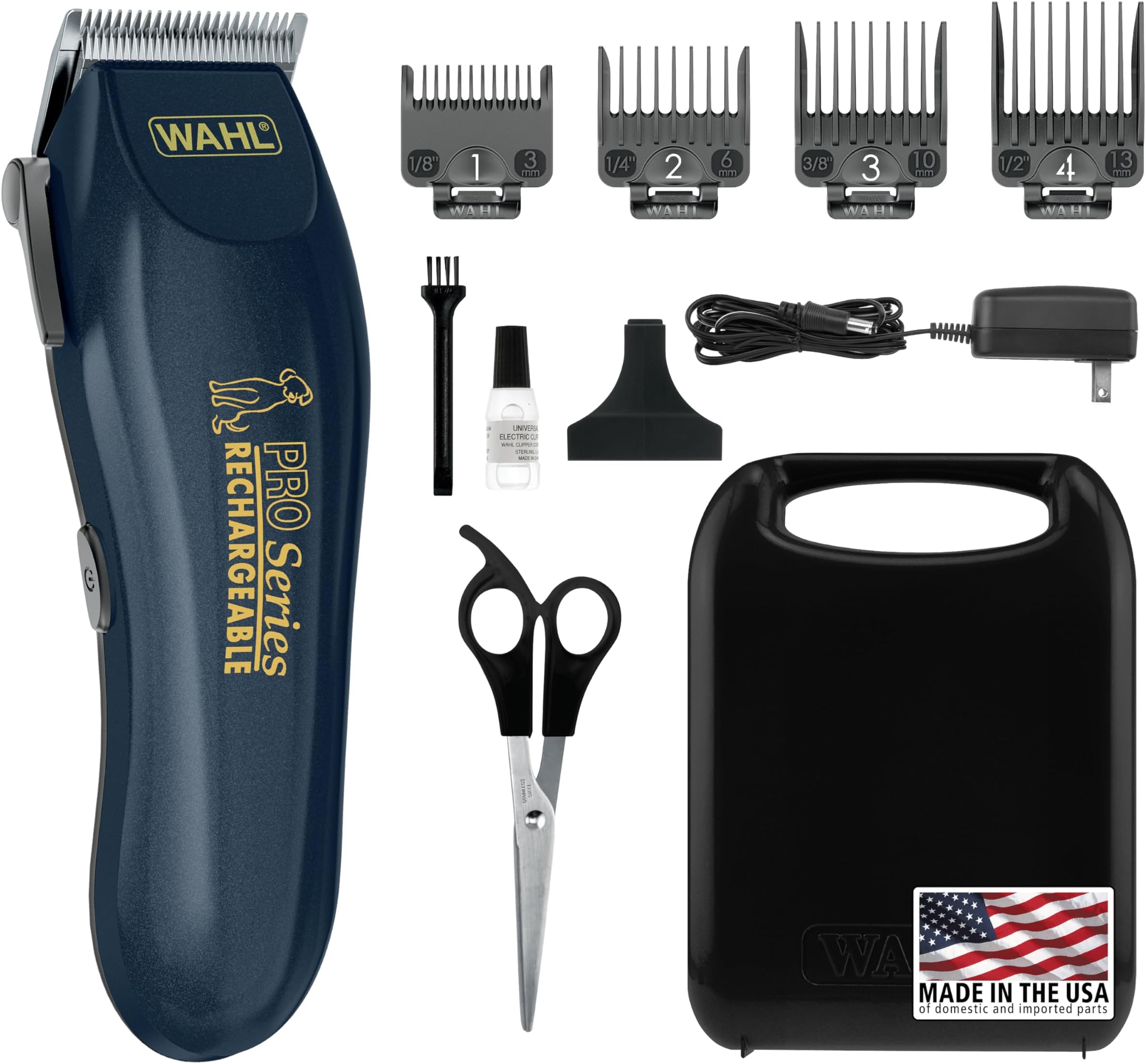 Wahl USA Deluxe Pro Series Cordless Lithium Ion Clipper Kit for Dog Grooming at Home with Heavy Duty Motor, Self-Sharpening Blades, and 2 Hour Run Time – Model 9591-2100