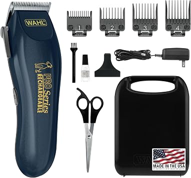 Wahl USA Deluxe Pro Series Cordless Lithium Ion Clipper Kit for Dog Grooming at Home with Heavy Duty Motor, Self-Sharpening Blades, and 2 Hour Run Time Model 9591-2100