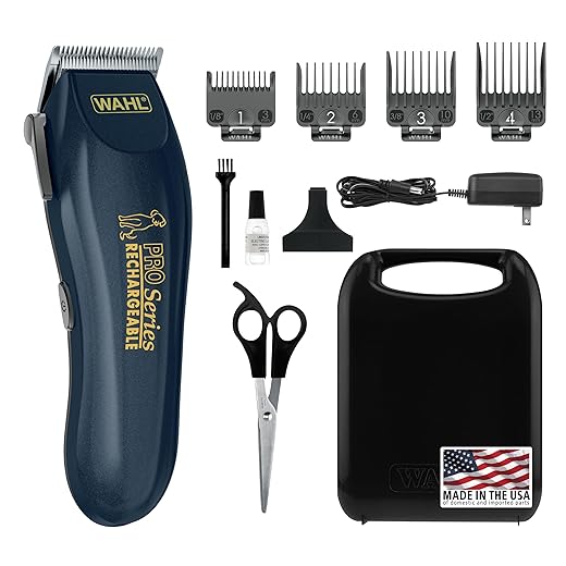 WAHL USA Deluxe Pro Series Cordless Lithium Ion Clipper Kit for Dog Grooming at Home with Heavy Duty Motor, Self-Sharpening Blades, and 2 Hour Run Time – Model 9591-2100