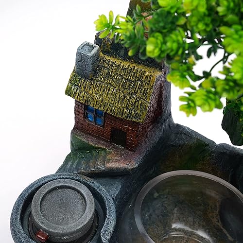 Miniatura 9 de Cascada Zen de escritorio de 14" con efecto atomizador LED y luces, mini fuente de roca para pecera interior