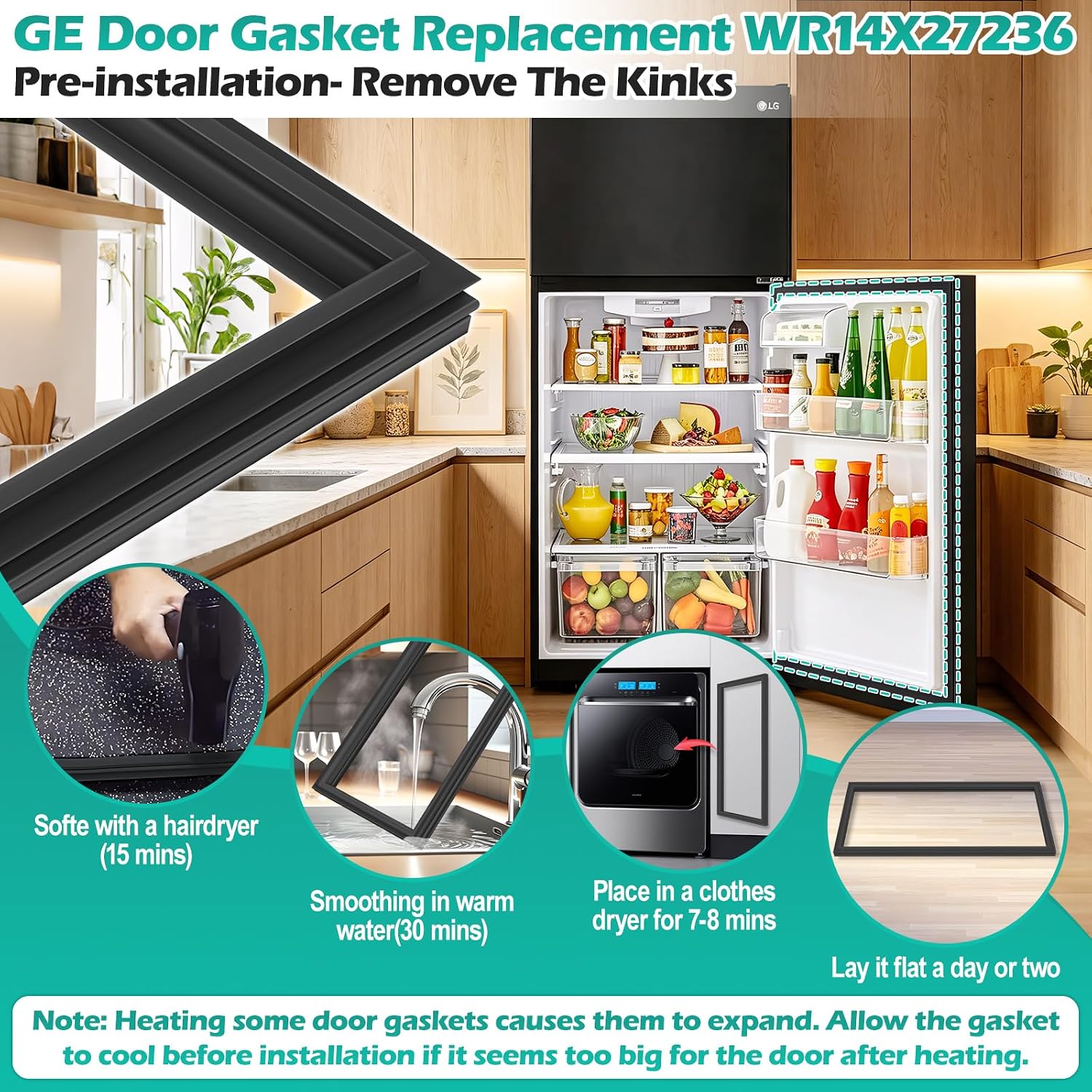 WR14X27236 Refrigerator Door Gasket Replacement for GE Refrigerator Part