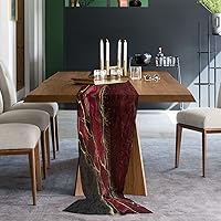 Vista 2 de Marble Red Chiffon Table Runner 120 Inches Long, Voile Sheer Tulle Runner for Rustic Wedding Reception Bridal Shower Decorations Birthday Party