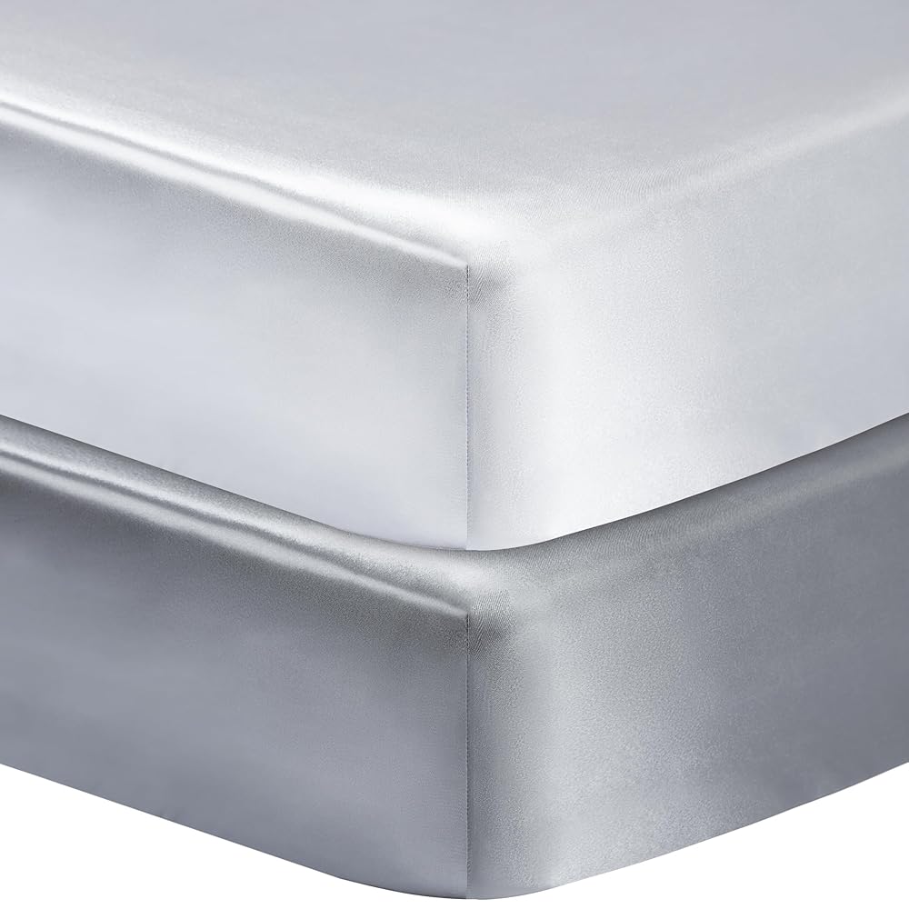 GUNTAIL 2 Pack Silk Crib Sheets for Baby with Sensitive Hair Satin Baby Mattress Sheet Boys and Girls Unisex 52x28x8 Fitted Sheets