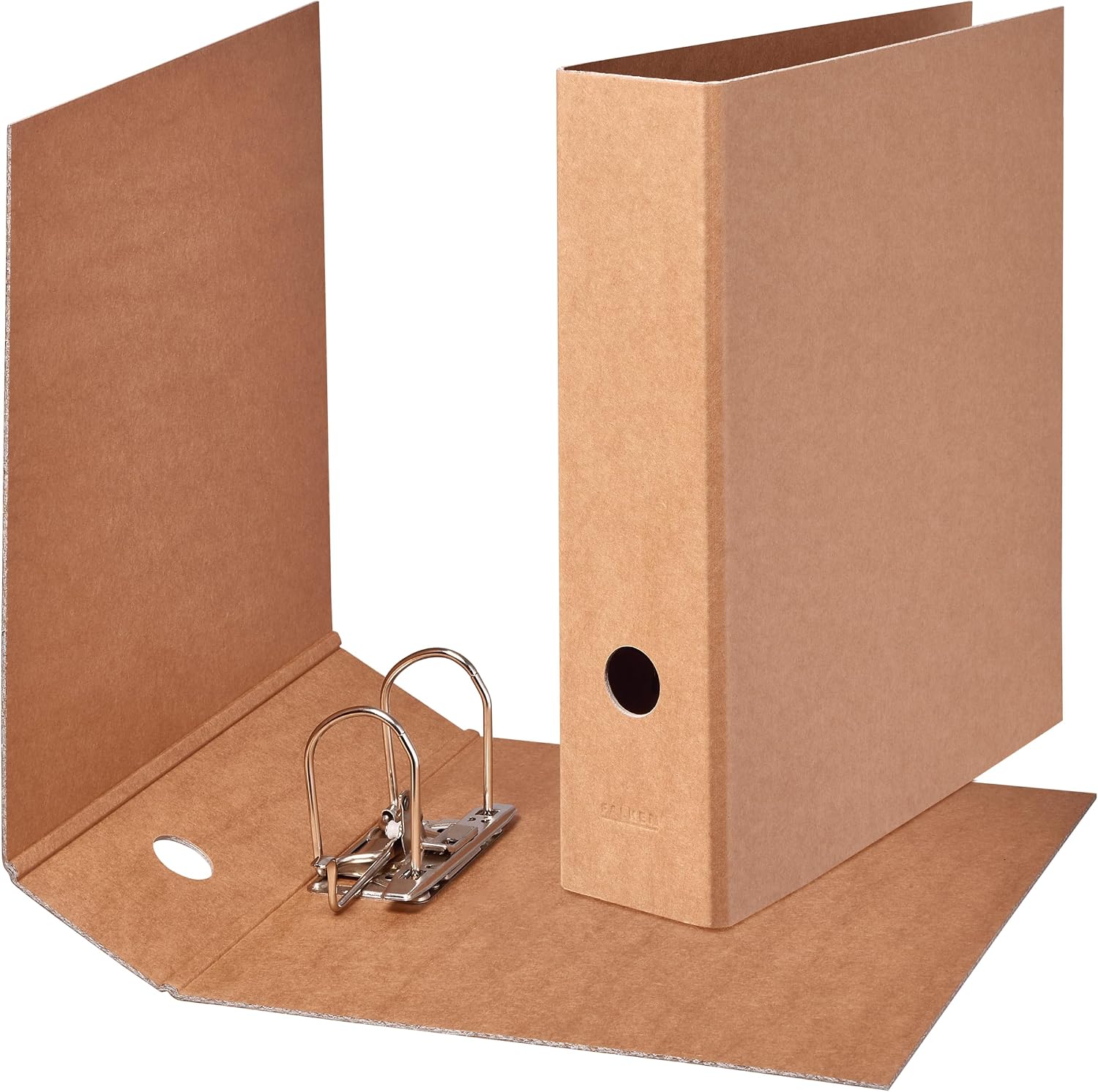 FALKEN Pure Nature Vegan Folders, Pack of 3, 8 cm Wide DIN A4 Brown Cardboard Letter Office Slotted Folder