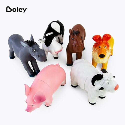 Miniatura 2 de Boley Soft Farm Animal Toys – 6 figuras pequeñas de animales de granja para niños a partir de 3 años – Lindo juego de figuras de animales de