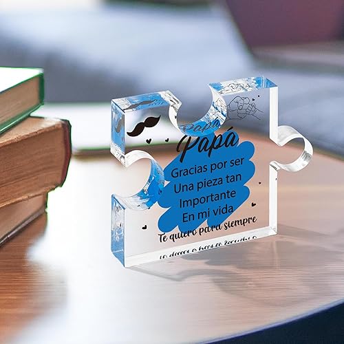 Miniatura 5 de Regalos de cumpleaños para papá en español de Yopyame - Placa acrílica de rompecabezas para decoración de escritorio de oficina Recuerdo Peso de