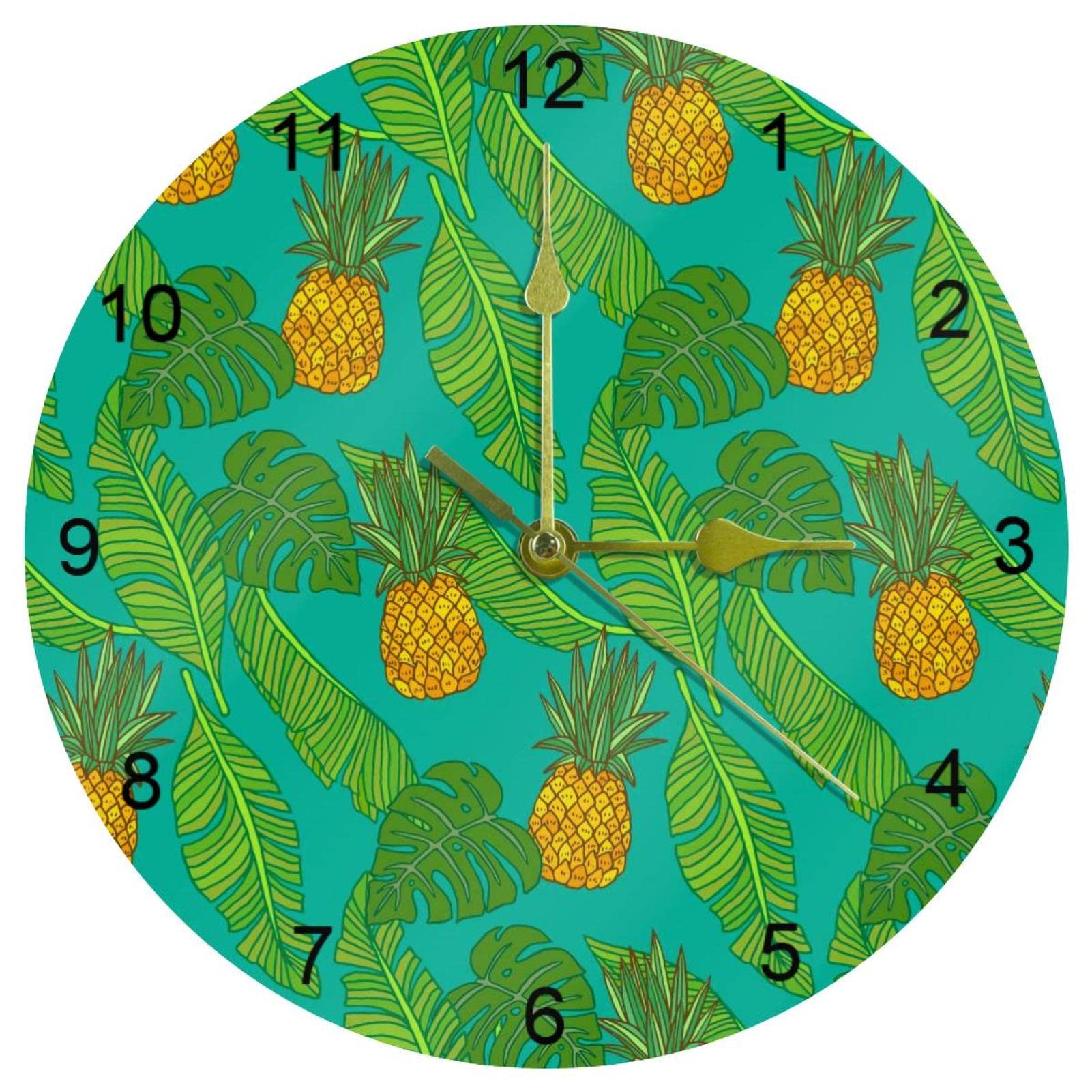 Horloge murale silencieuse à quartz au design tropical épuré