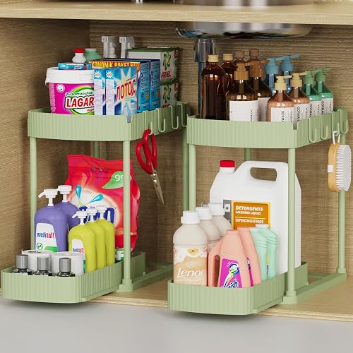 Ukeetap 2 Pack Multi-Purpose Pull-Out Storage Organizers, Under Sink Organizers
