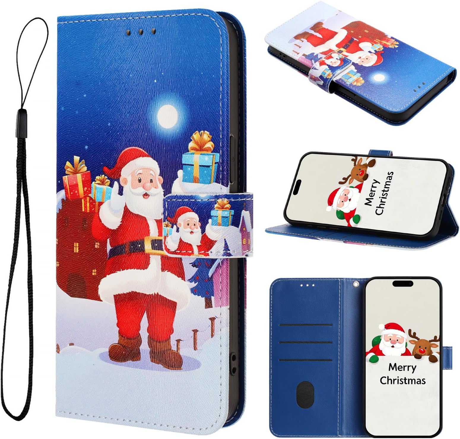 Wallet Phone Case for Xiaomi Redmi 11 Prime 5G / Note 11R, Christmas Flip Leather Cover with Card Holder, Stand & Magnetic Closure-SDYW