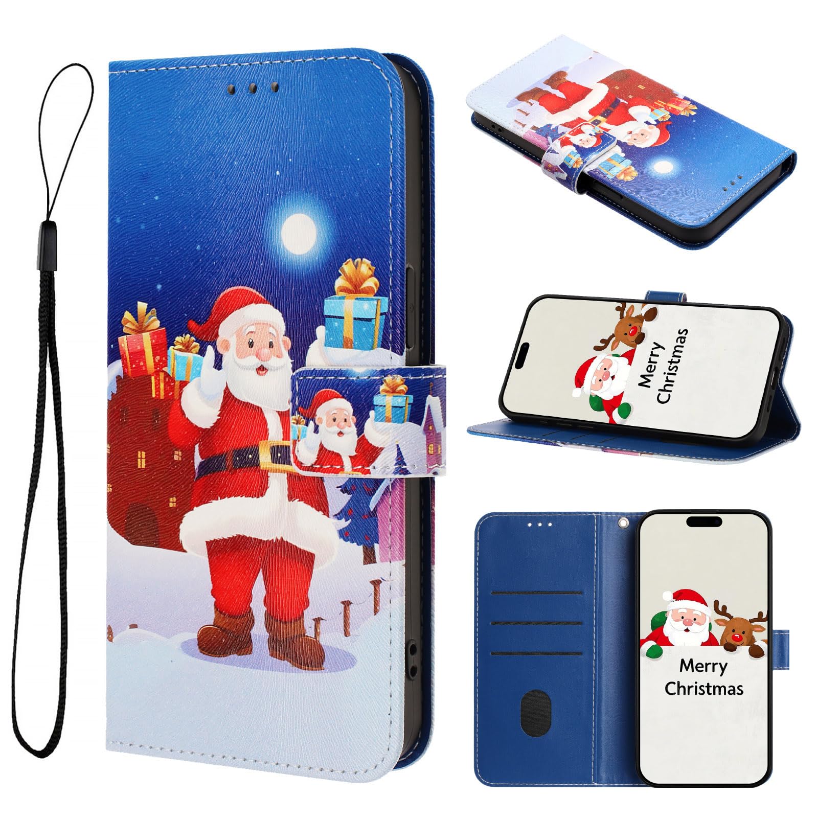 Wallet Phone Case for Xiaomi Redmi 11 Prime 5G / Note 11R, Christmas Flip Leather Cover with Card Holder, Stand & Magnetic Closure-SDYW