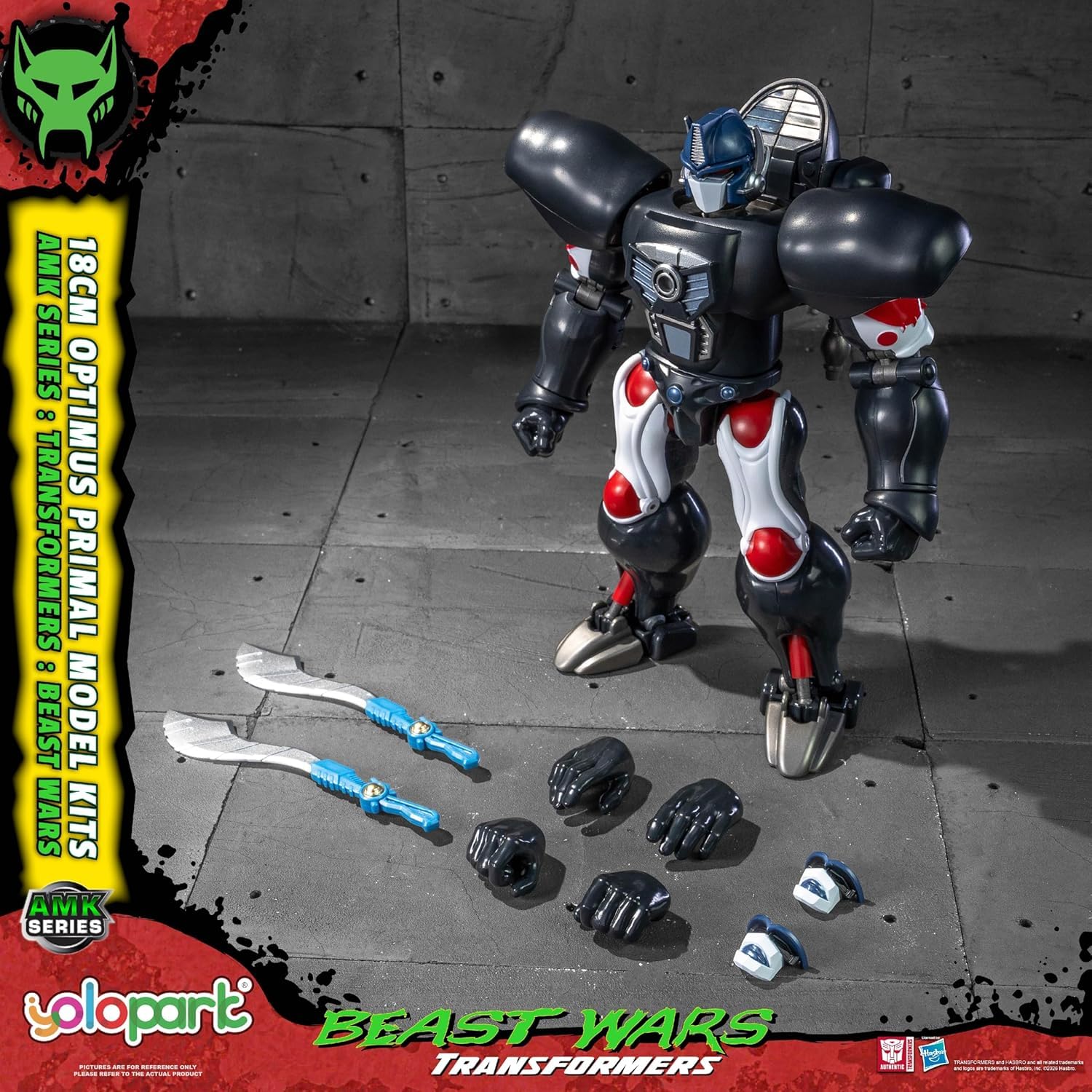 YOLOPARK Transformers Beast Wars Optimus Primal - Figura de acción | 18 cm (7,08 pulgadas) de alta articulación con exclusivas cimitares; regalo ideal para coleccionistas