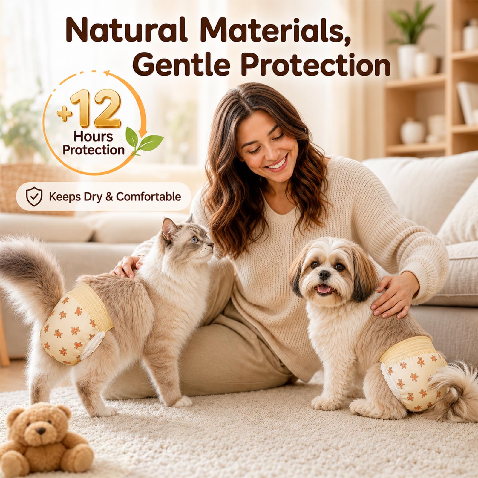 Pañales desechables para perras con cintura elástica, pañales para perras en celo, súper absorbentes, a prueba de fugas, pañales para perras (M, 30)