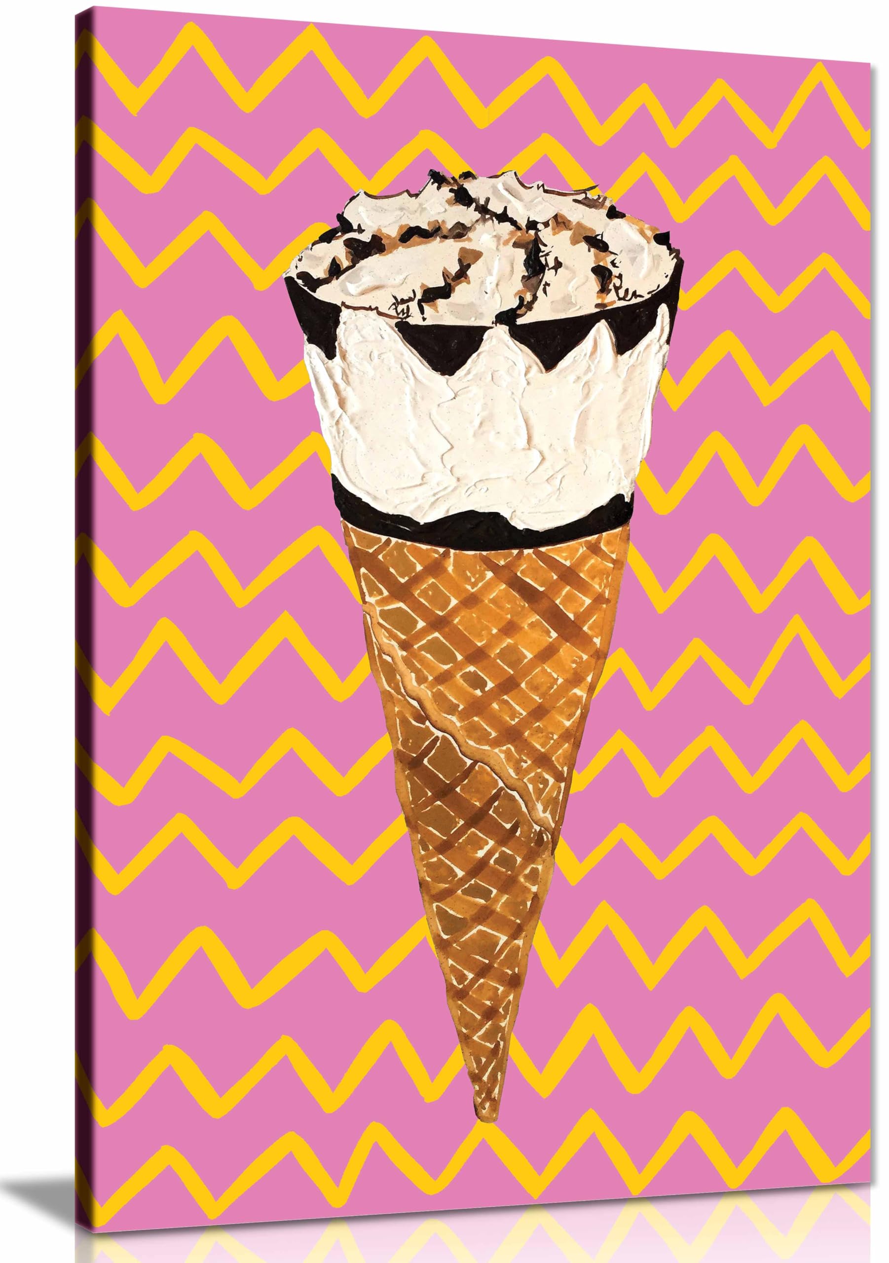 Cornetto Pink Framed Canvas Print, Pictures for Home Walls, Bedroom, Living Room & Bathroom Decor 31x20cm (12x8in)