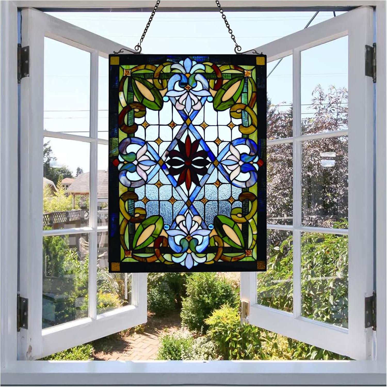 ステンドグラスパネル92-29 Artistic Stained Glass Window Panel, 20x29, Blue Togo | Ubuy