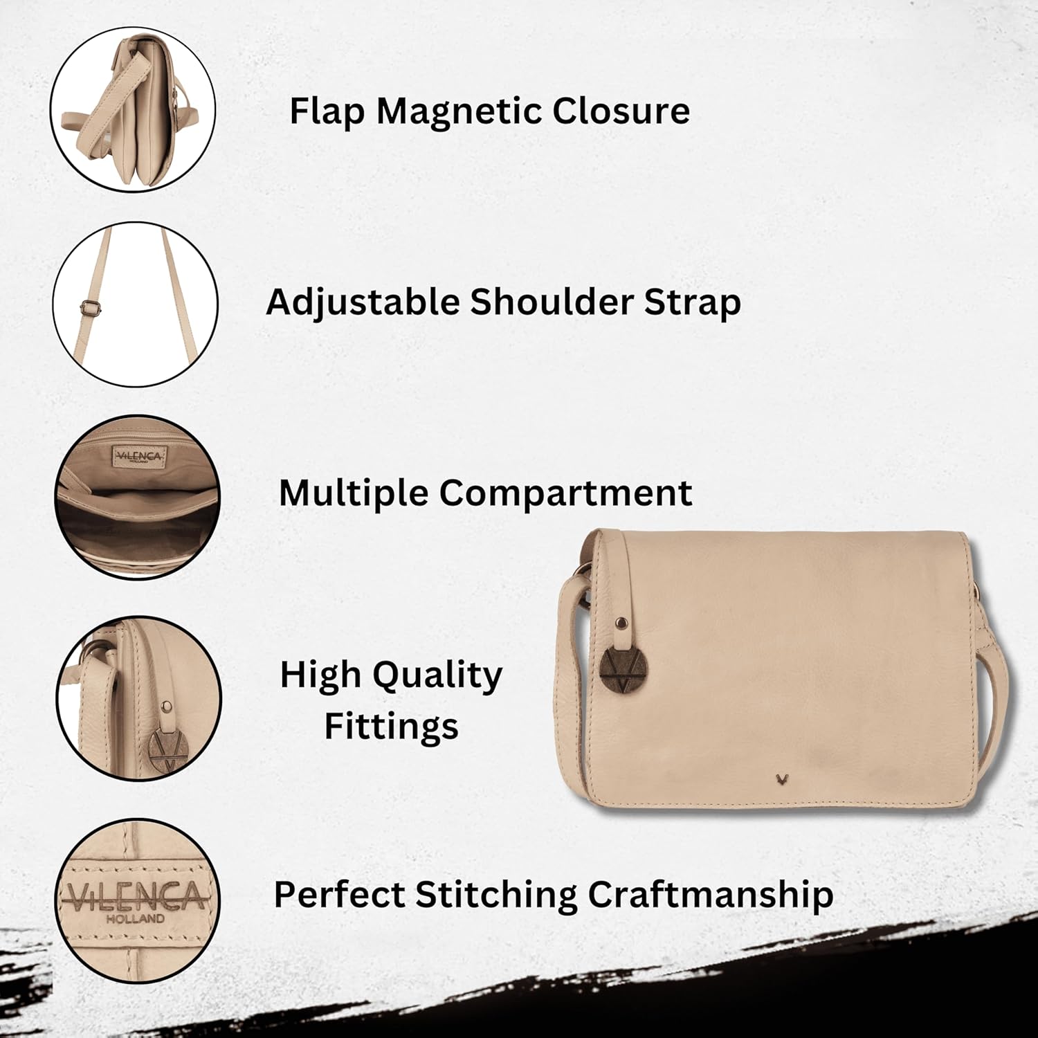 Genuine Italian Leather Small Crossbody Sling Bag – Trendy Casual Office Bag with Adjustable Strap - Image 2