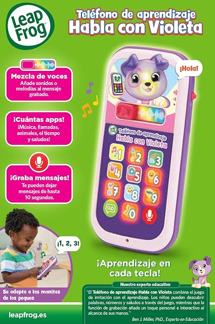 Foto 6 de 7 de Leapfrog VTech - Teléfono de Aprendizaje Habla con Violeta, Teléfono Interactivo, Graba Mensajes…