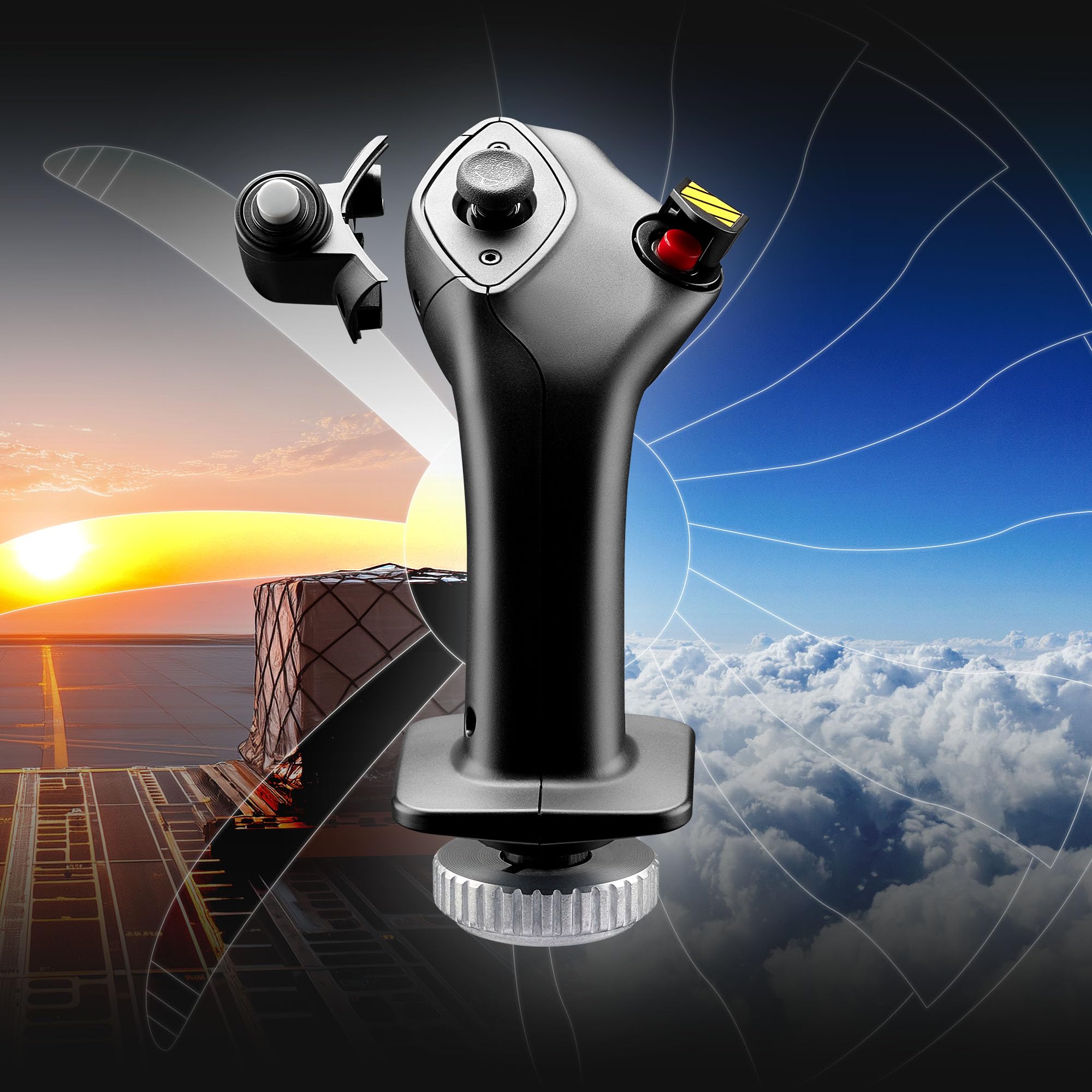 Thrustmaster Airbus Add-On Grip - Grip Oficial A300 y A400M | Réplica oficial 1:1, configuraciones A300/A400M, sensores H.E.A.R.T., 5 botones, gatillo dual y bloqueo de timón