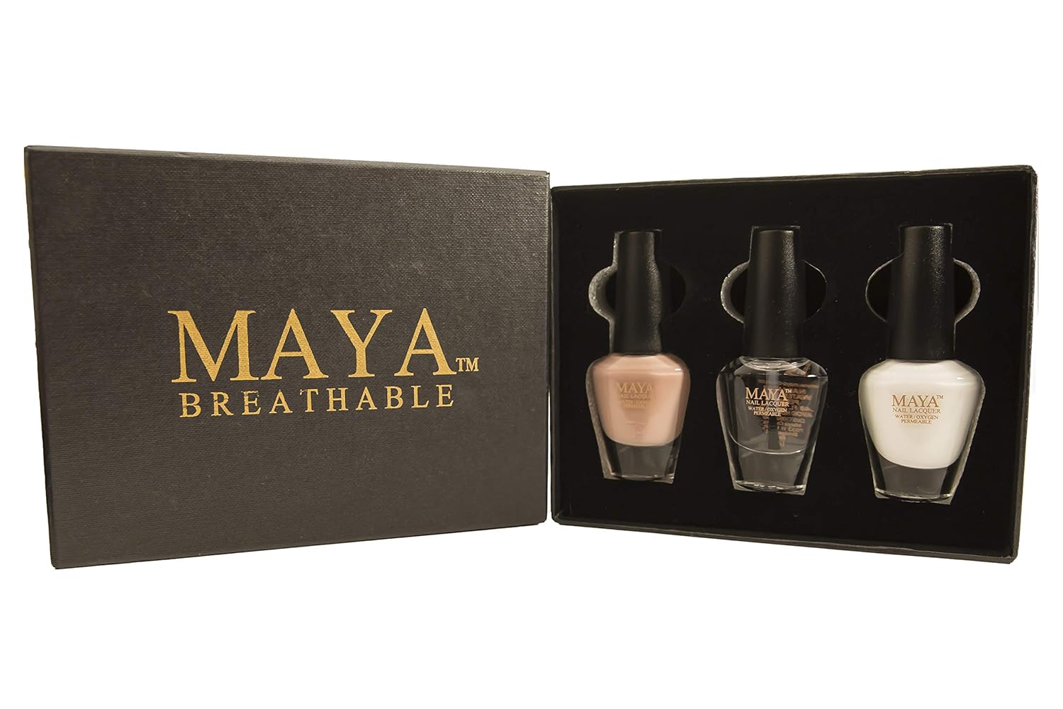 MAYA HALAL, BREATHABLE & TOXIN-FREE VEGAN NAIL POLISH (FRENCH MANICURE SET with brush).