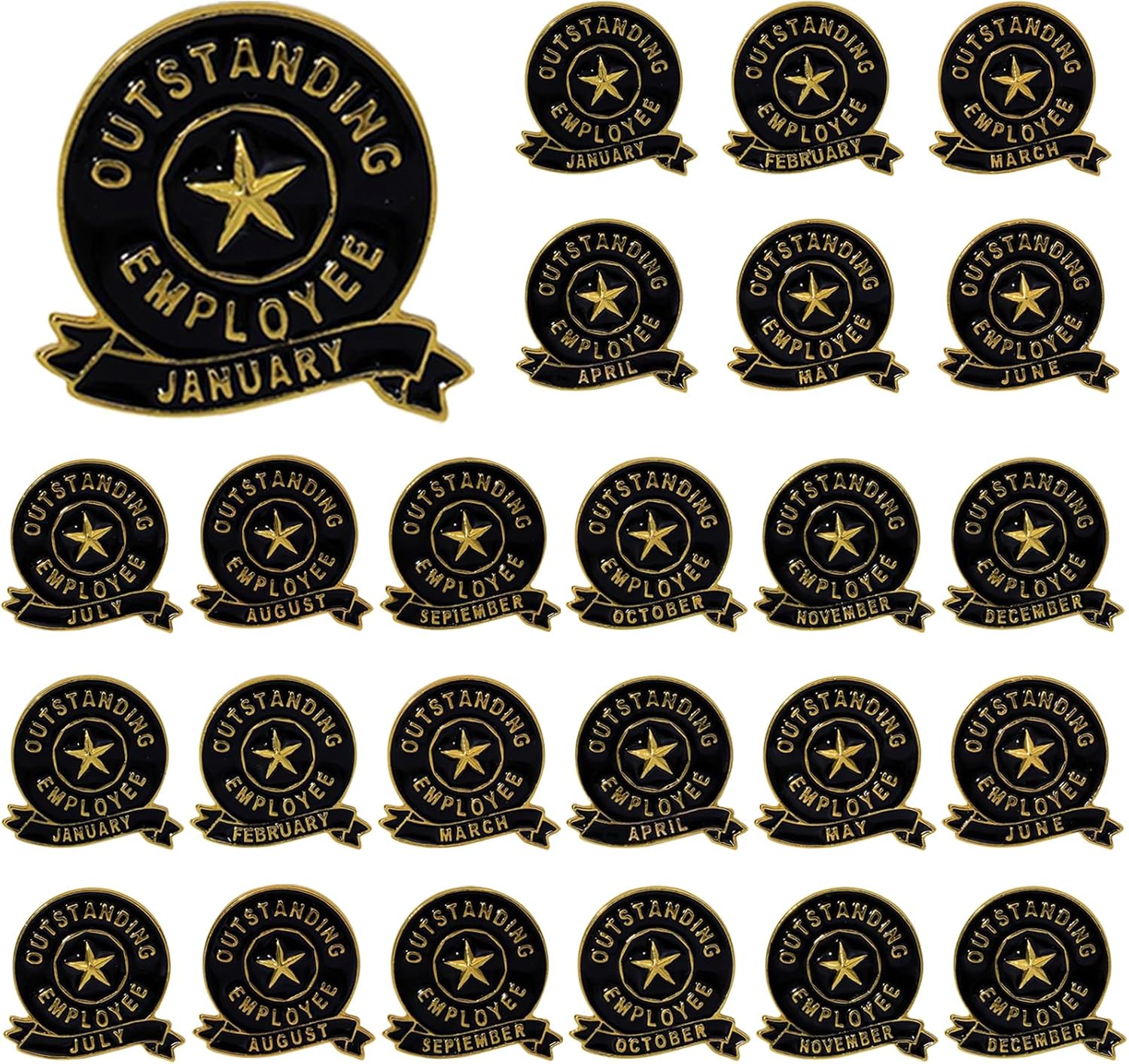 MATIHAY 24pcs Employee of the Month Lapel Pin 1-12 Month, Outstanding ...