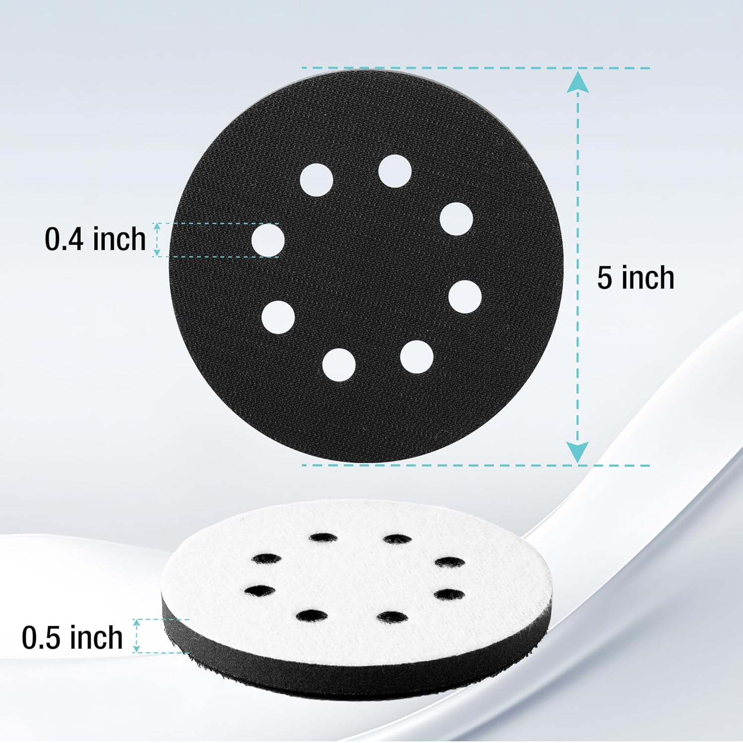 WORKPRO 5 Inch Orbital Sander Interface Pads and Sanding Discs, 4 Foam Buffer Pads & 8 Grit Sandpaper (80/120/240/320), 8 Hole Hook and Loop Soft Cushion Sponge Backing for Sander