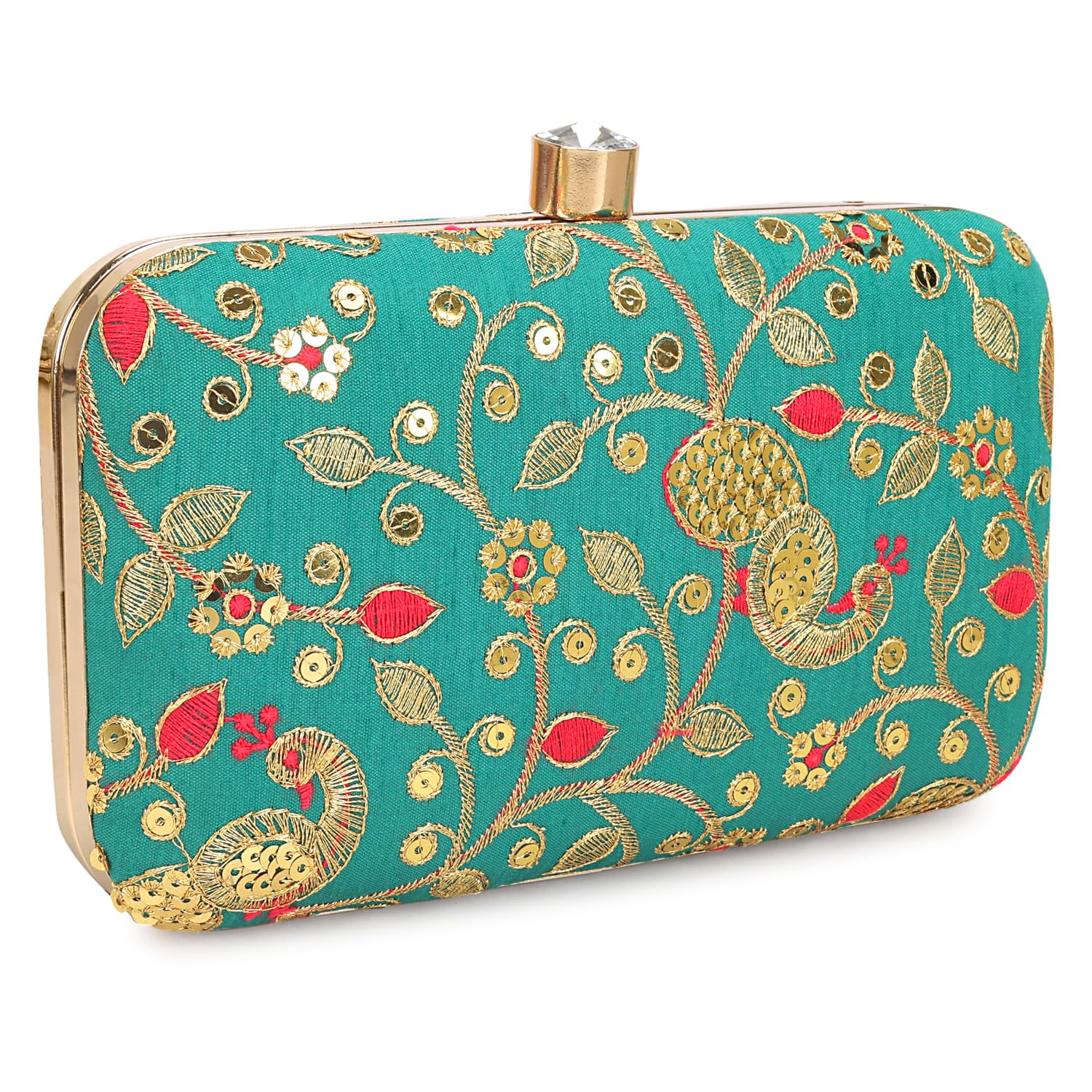LONGING TO BUY Hand Crafted Designer Box Clutch - Zari Embroidery For Women