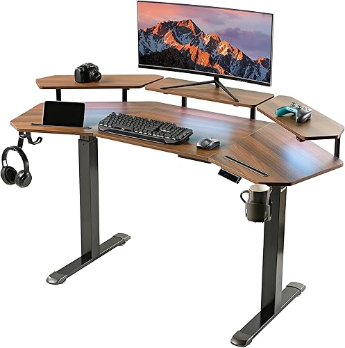 Miniatura 10 de EUREKA ERGONOMIC Bandeja de teclado de escritorio de pie en forma de ala escritorio grande de música de estudio de 72 pulgadas estantes convertibles