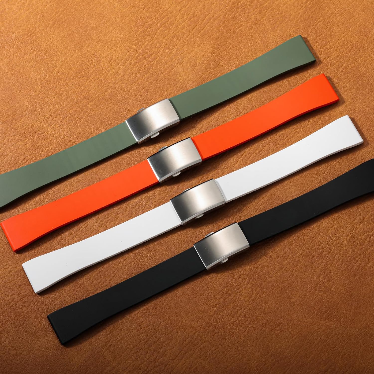 Fluororubber Watch Strap - Fast Release Cut-to-Size 19mm 20mm 21mm 22mm Watch Band with Buckle Soft Universal Waterproof Replacement Band Strap for Men Women - Image 6