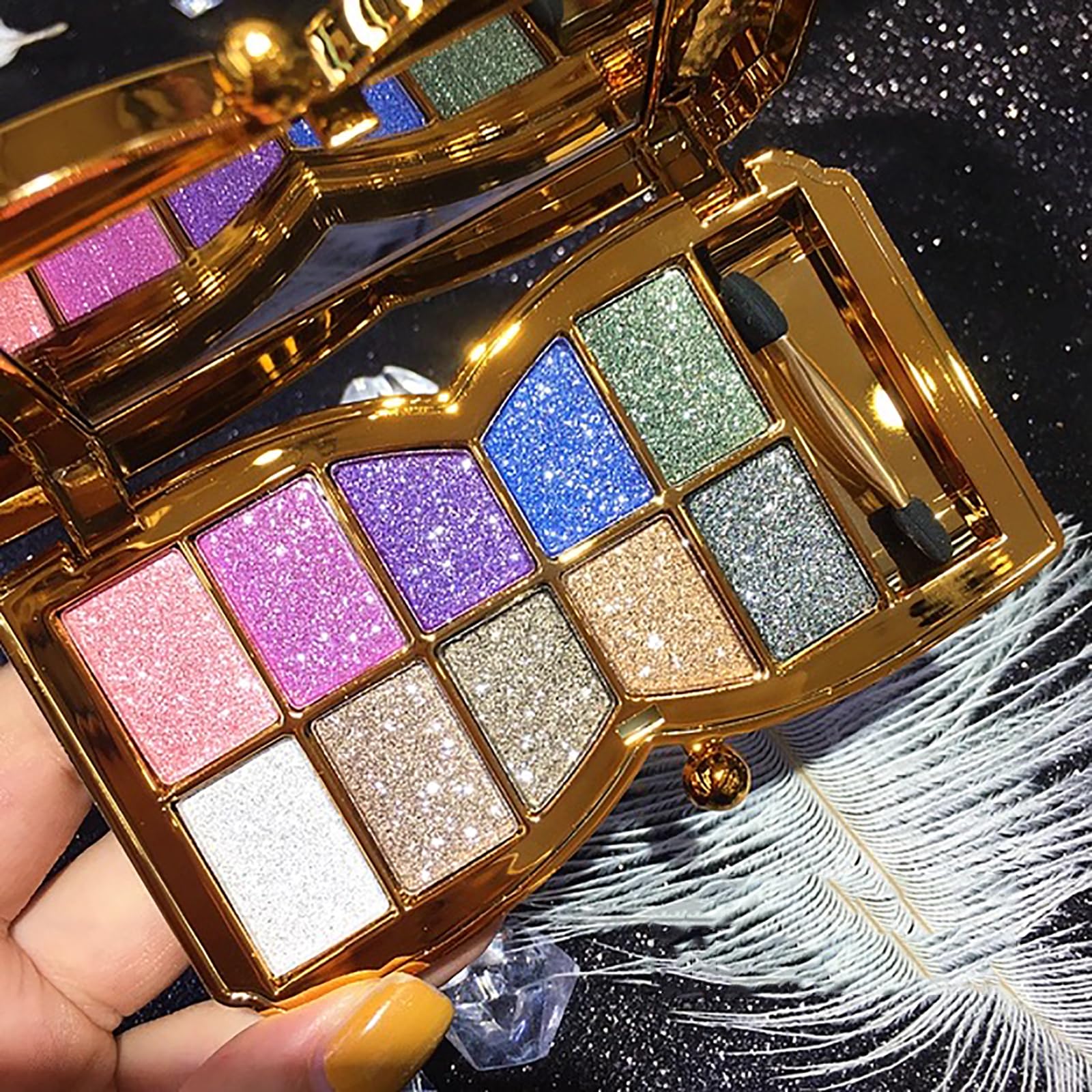 Palette di ombretti con glitter, 10 colori brillanti e opachi, ombretti altamente pigmentati, resistenti all'acqua, trucco di lunga durata (colore 1)