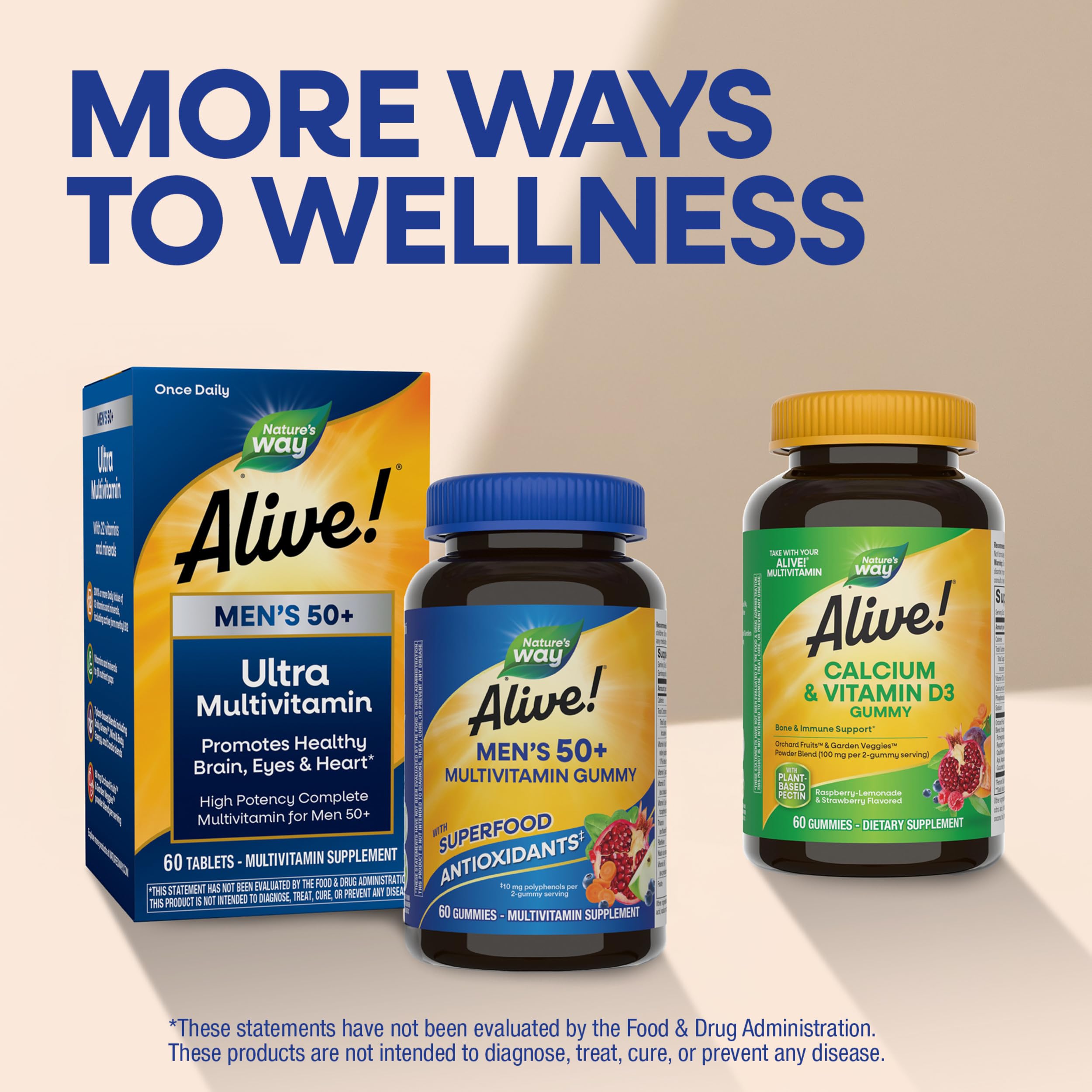 Nature's Way Alive! Men’s 50 Plus Multivitamin Gummy, Fruit-Flavored, 150ct — Amazon image 7