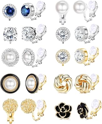 FIBO STEEL Clip On Earrings for Women Gold Plated Non Pierced Clip Earrings