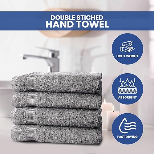 Miniatura 2 de Linteum Textile - Juego de 6 toallas, 16 x 28 pulgadas, 100% algodón suave, sin torsión, 16 hilos individuales hilado en anillo, toallas de mano y