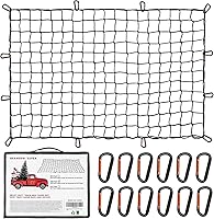 Brandon-Super Heavy Duty Pickup Truck Bed Cargo Net - Stretches 5x7 to 15x21 Ft, 12 Metal Carabiners, Fits Ford RAM Chevy Toyota (Black)
