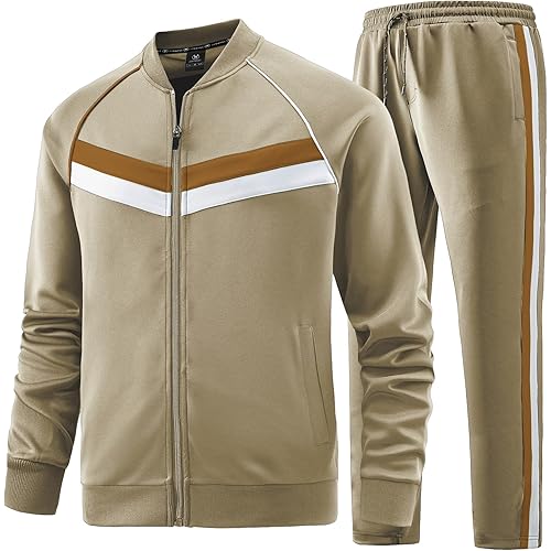 W JIANWANG Men's Casual Tracksuits Long Sleeve Jogging Suits Sweatsuit Sets Track Jackets and Pants 2 Piece Outfit