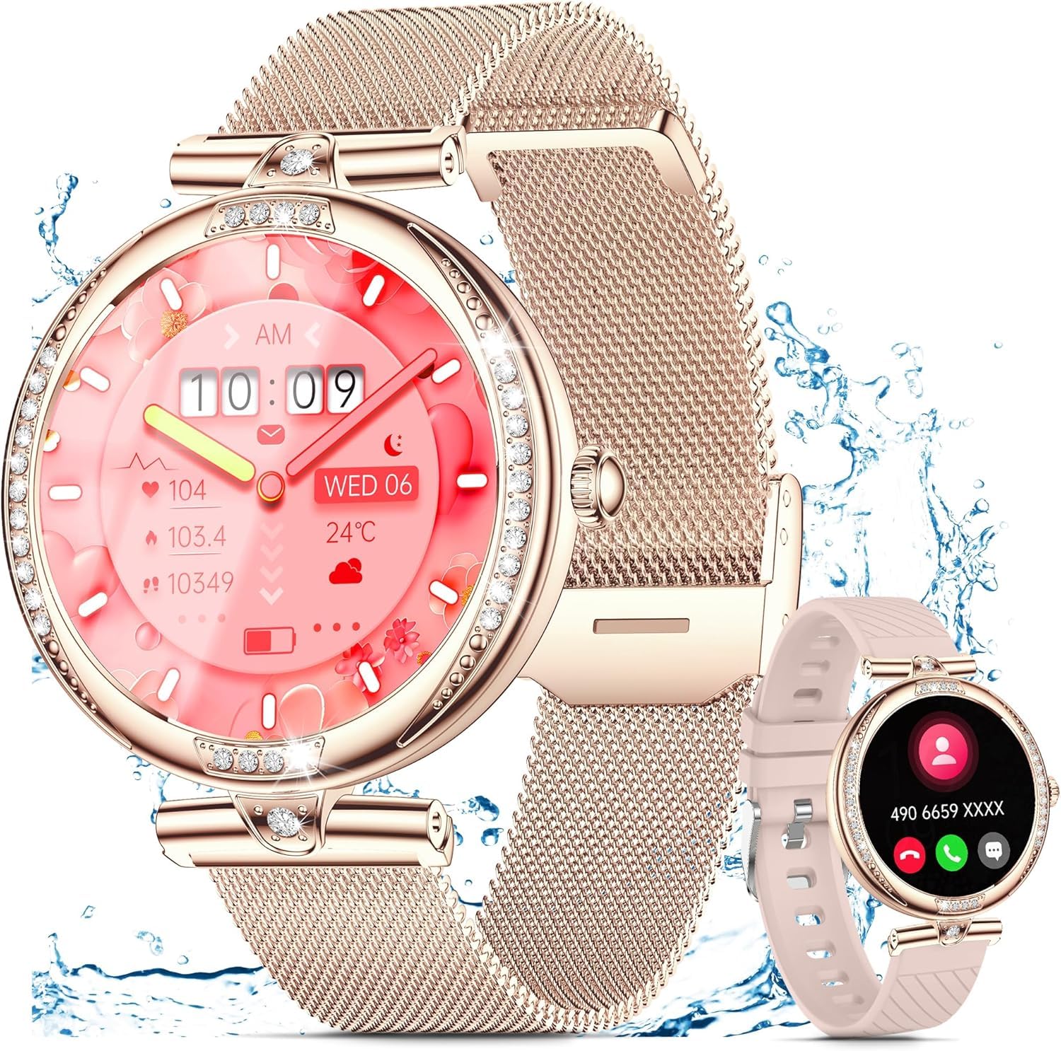 Damen Smartwatch Mit Anruffunktion – 1,32 Zoll AMOLED, SpO2, Schlafanalyse, IP68 Wasserdicht