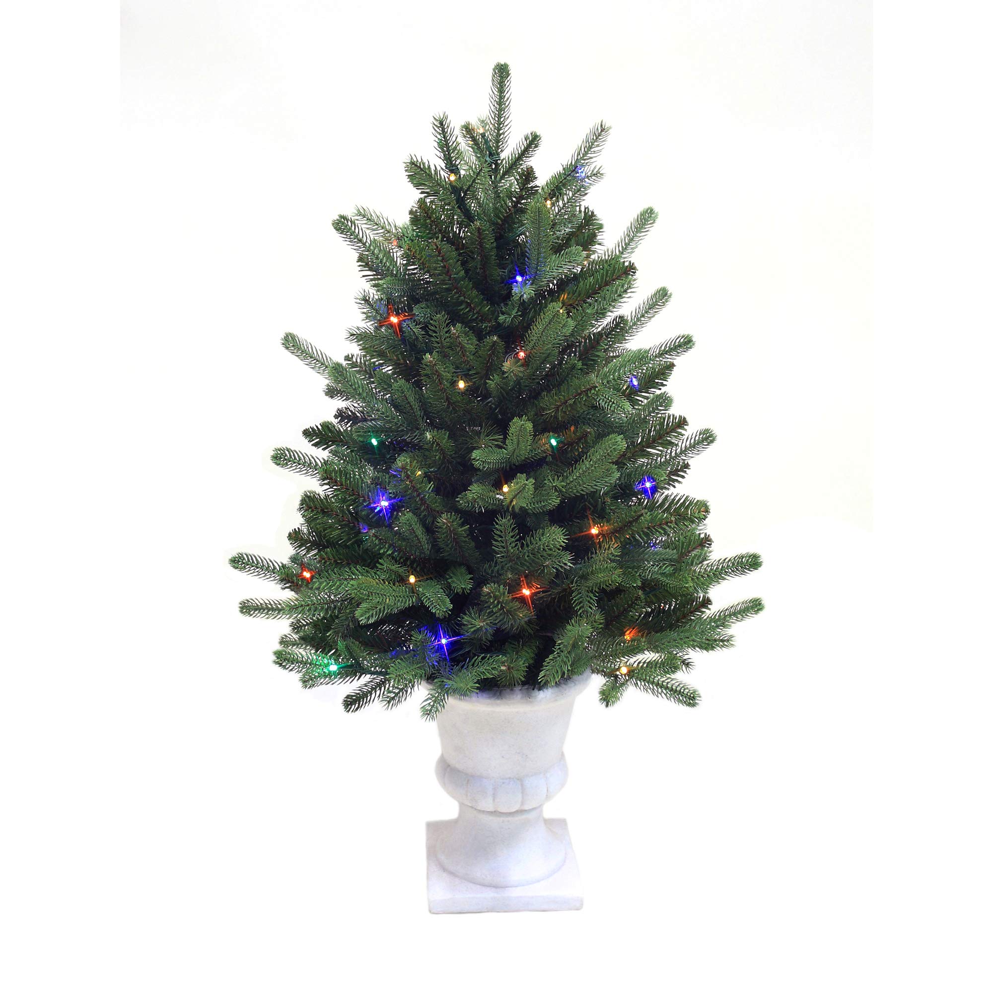 MARTHA STEWART URN 36" MU Pre-Lit Tabletop Christmas Tree, Multicolored Lights