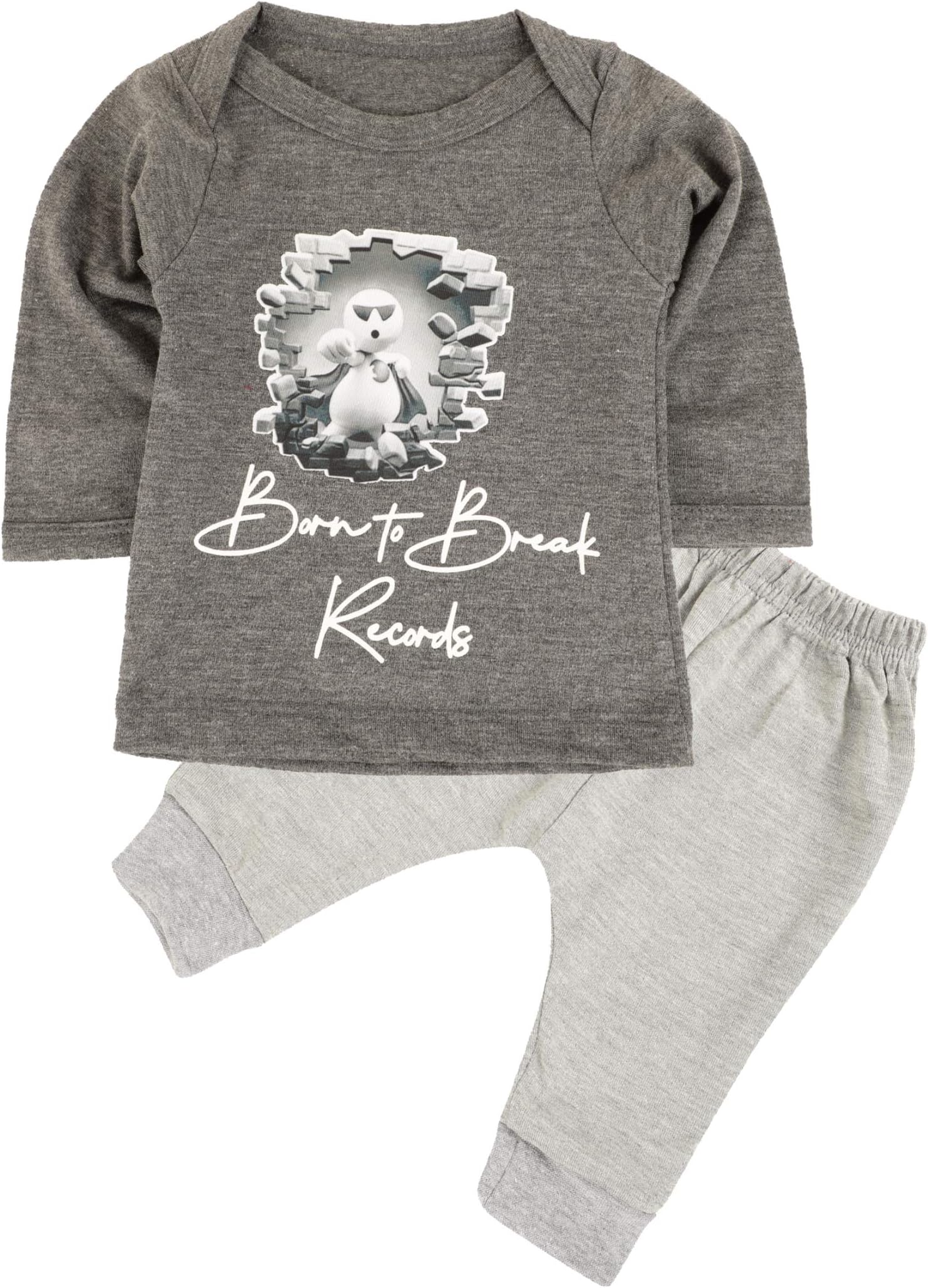 Piku Store Kids Full Sleeves Dark Grey T-Shirt & Light Grey Lower Set