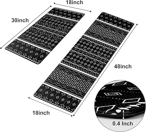 Miniatura 4 de ASPMIZ Tapete de cocina moderno, 2 piezas, acolchado, antifatiga, geométrico, antideslizante, de espuma viscoelástica, tapetes de cocina y alfombras