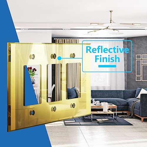 Miniatura 3 de LIDER Placa de pared decorativa acrílica reflectante, placa de interruptor de luz espejada, cubierta de salida de plexiglás, vidrio acrílico, 3