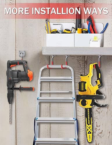 Miniatura 10 de HAISHINE Ganchos de garaje, paquete de 8 ganchos ajustables para almacenamiento en pared, ganchos de utilidad resistentes de acero inoxidable con