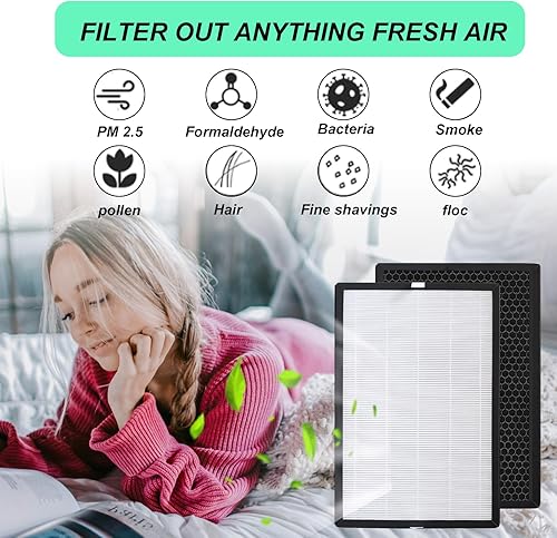 Miniatura 3 de Paquete de 2 filtros de repuesto EPI-186 True HEPA, compatible con el purificador de aire COLZER EPI-186 H13 HEPA carbón activado 2 en 1 4 etapas de