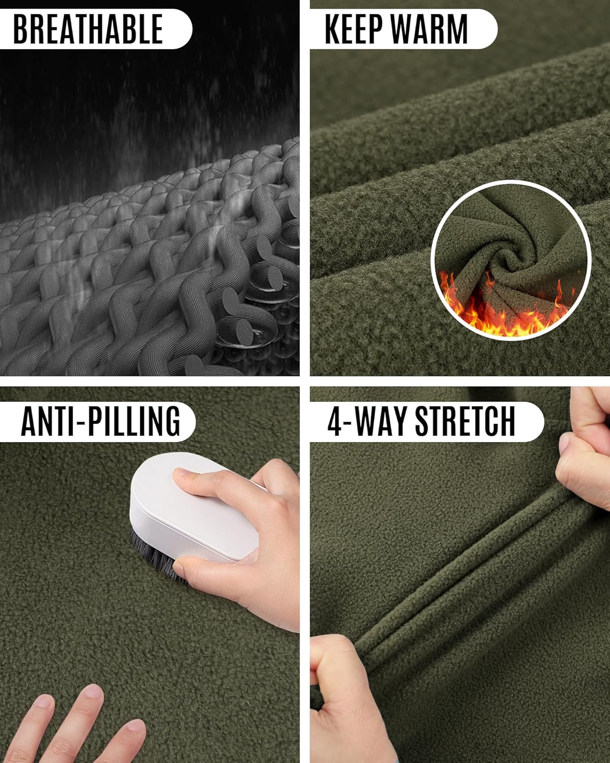 33,000ft Men's Quarter-Zip Polar Fleece Jacket, Long Sleeve Half Zip Fleece Pullover Sweaters Thermal Golf Sweatshirt - Image 6