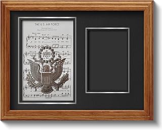 Northern Promotions Air Force BMT Graduation Gift – 6x8 Frame Holds 2x3 Photo – USAF Emblem with Air Force Song Sheet – Oak Picture Frame, Dark Gray Mat, Gold Trim – Boot Camp Tribute, Retirement