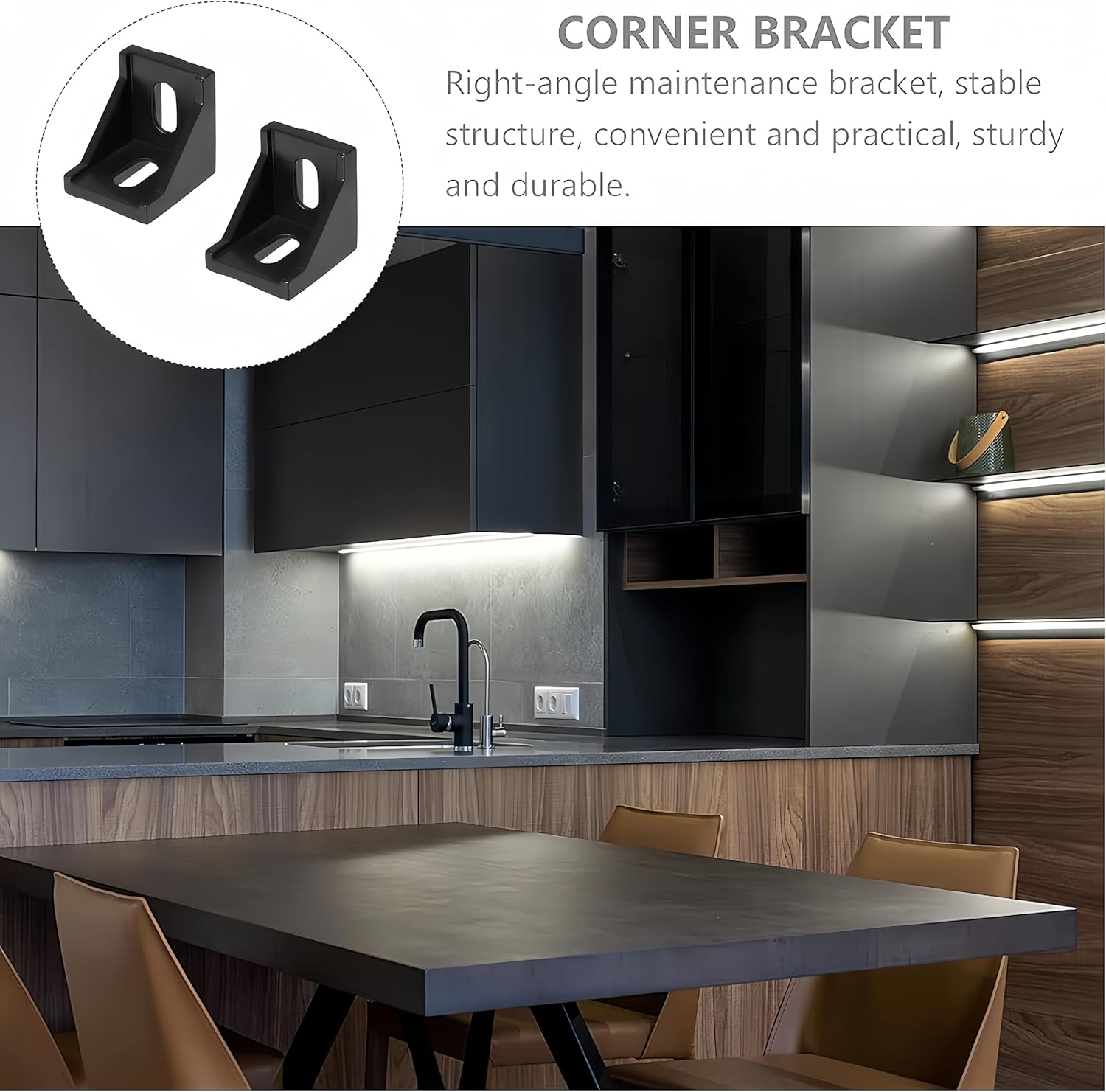 40mm x 40mm Inside Corner Bracket Gusset,Corner Brace Angle Bracket Fastener for Aluminum E x Trusion Profile,10 Pcs(Black)