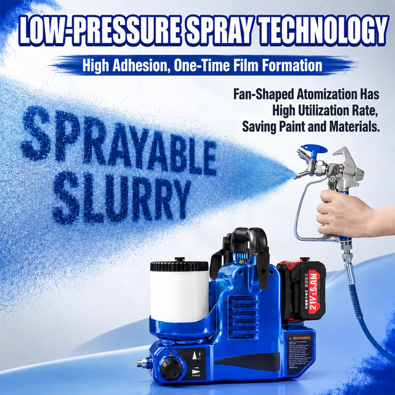 Pistola De Pintura Electrica,Maquina De Pintura Airless,Pistola De Pintar | Capacidad De 1.2 L, Barra De Extensión De 30 Cm, Presión De 12.5 Mpa, Presión Ajustable En 6 Niveles, Caudal De 2 L/Min