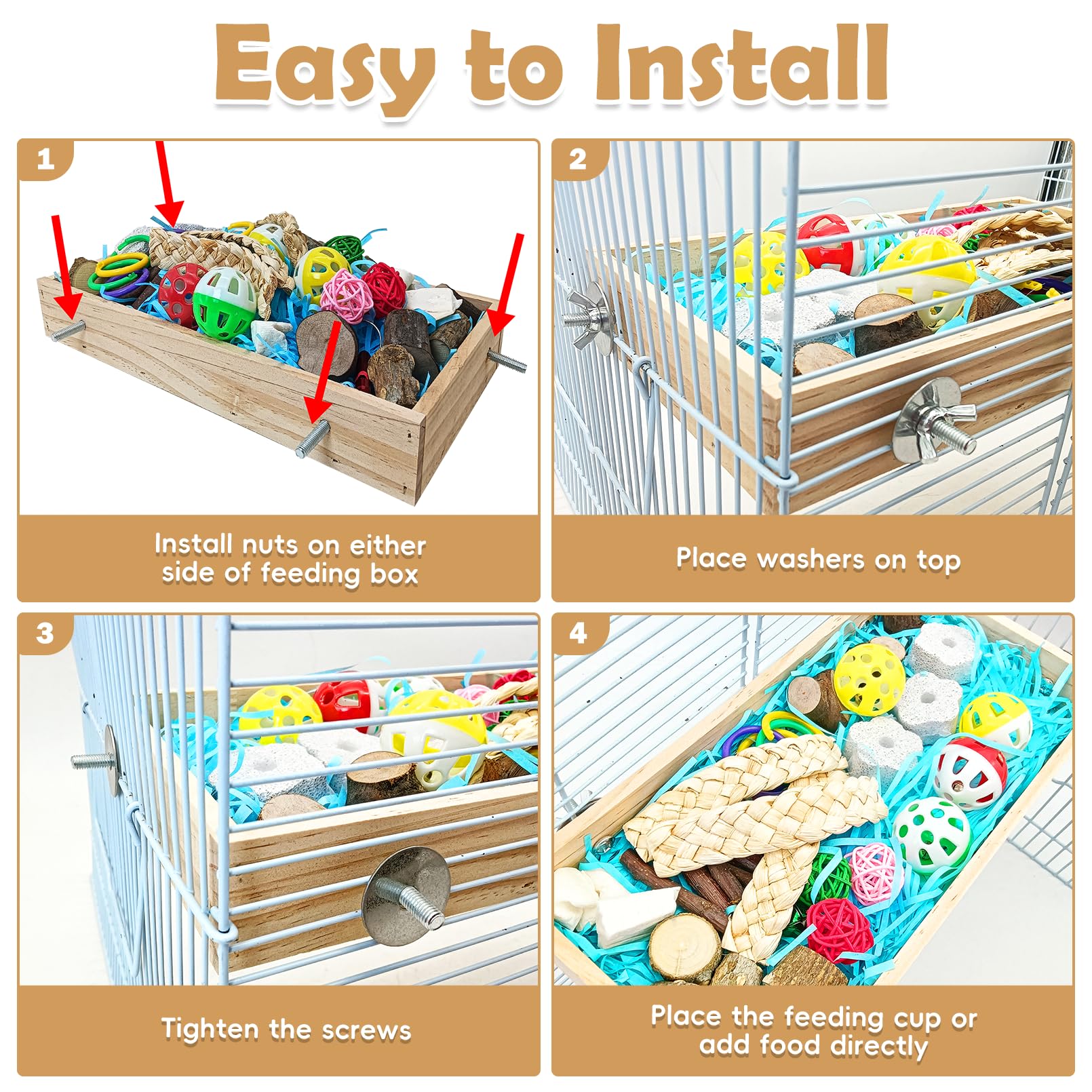 BNOSDM Bird Foraging Toys Box Colorful Parrot Foraging and Shredding Toy Boxes Natural Bird Toy Wooden Birds Chewing Toys for Parakeet, Conure, Cockatiel, Budgies, Lovebirds (Large) - image 3